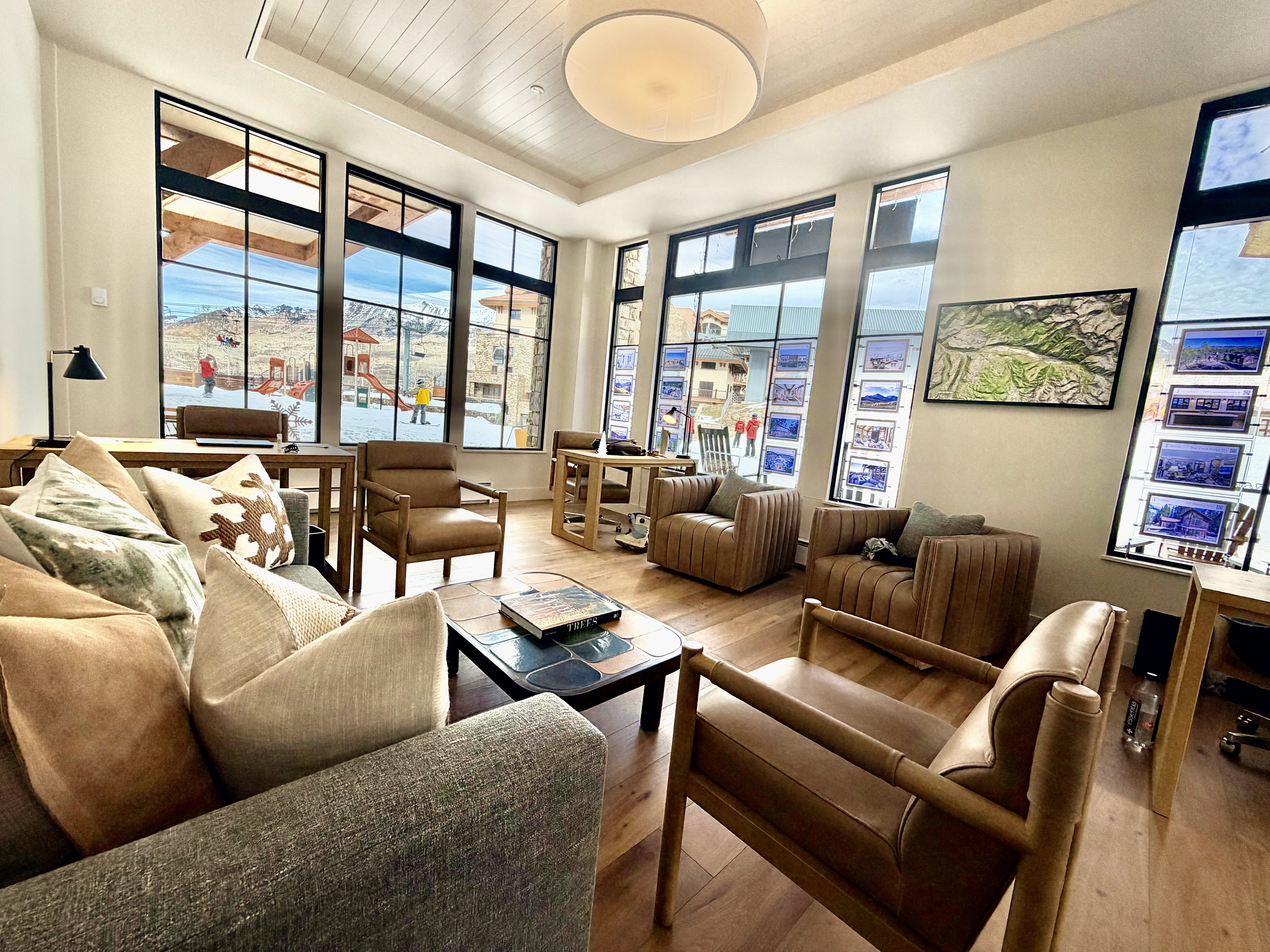 Telluride Real Estate Search Mountain Village Office - Modern alpine interior with mountain views